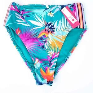 New Bikini Bottoms Floral High Leg, High Waist SMALL Swimsuit Bathing Suit